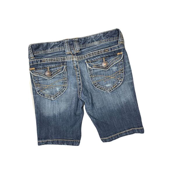 Aeropostale DISTRESSED BERMUDA KNICKER‎ DENIM SHORTS MEDIUM BLUE SIZE 1/2 - Picture 2 of 5